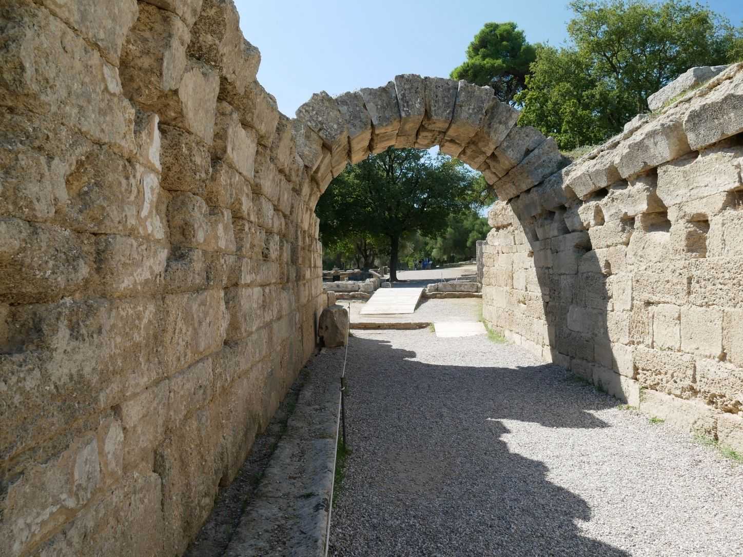 The vaulted entrance passage to the ancient stadium at Olympia