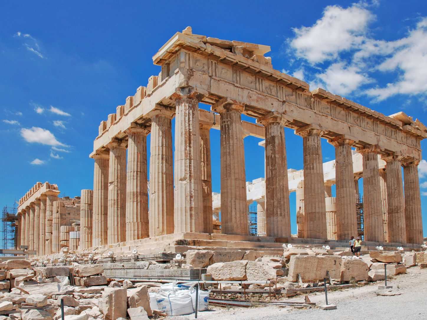 The Parthenon on the Acropolis of Athens under a clear morning sky