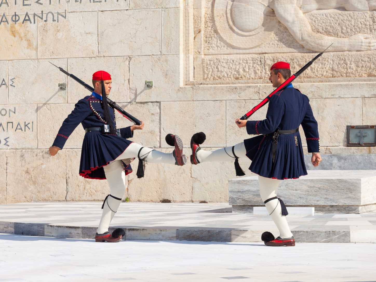 Evzones of the Presidential Guard at the Monument of the Unknown Soldier